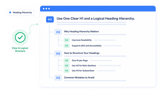 Use One Clear H1 and a Logical Heading Hierarchy