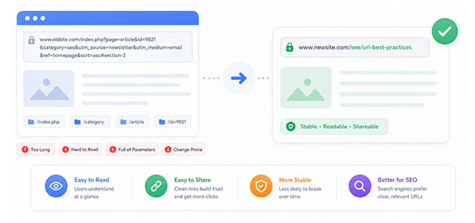 Keep the URL Short, Descriptive and Stable