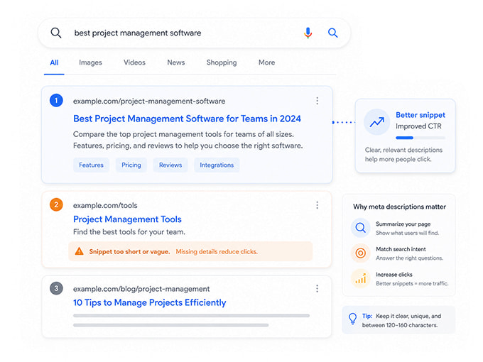 Review Meta Descriptions and Search Snippets
